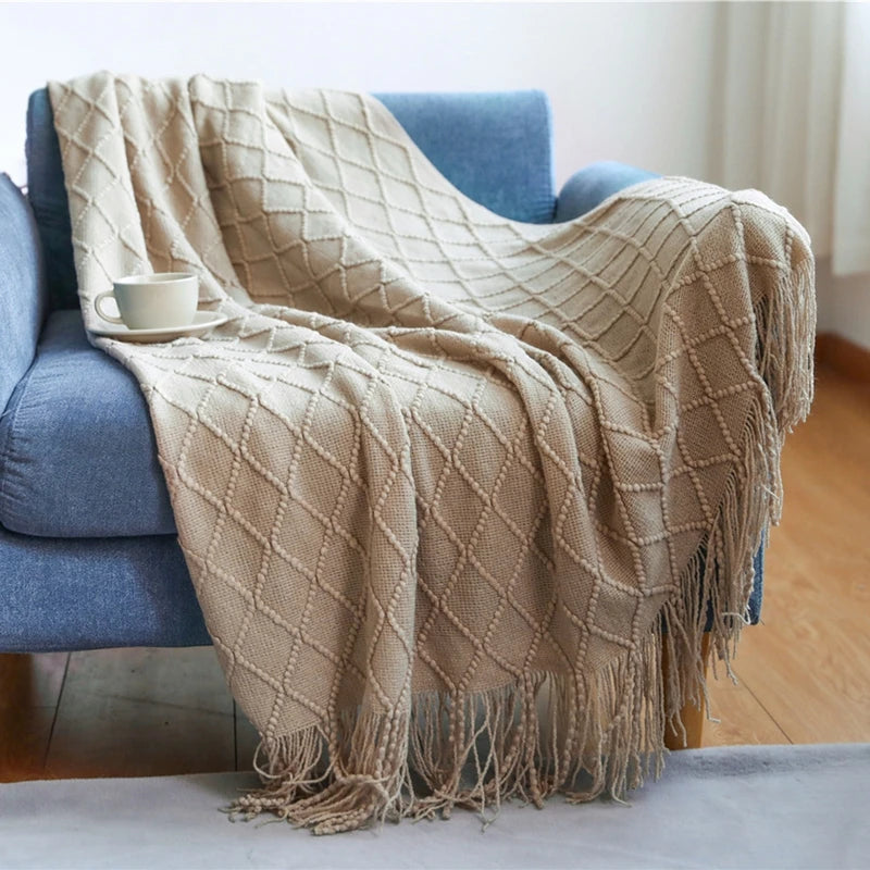 Woven Tassel Throw Blanket