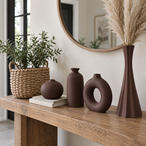 Matte Sculpted Vase Set of 4