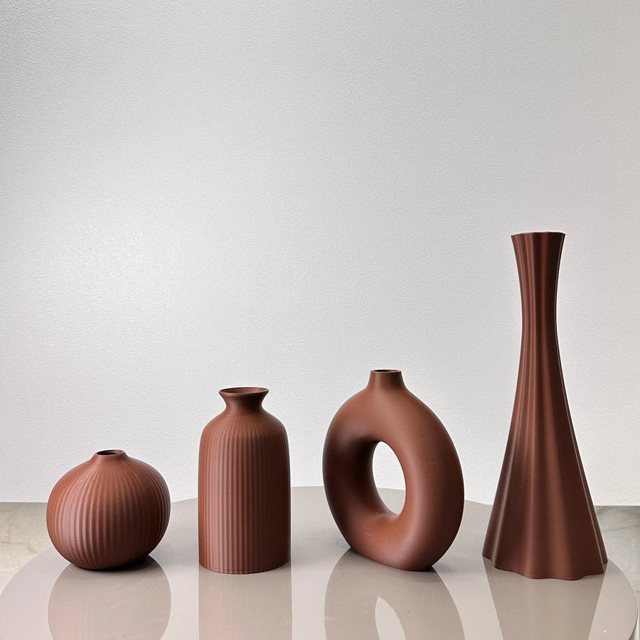 Matte Sculpted Vase Set of 4