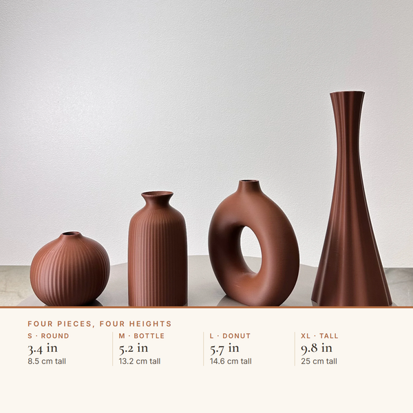 Matte Sculpted Vase Set of 4