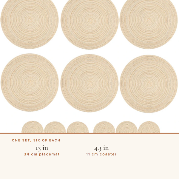 Woven Placemat & Coaster Set of 6