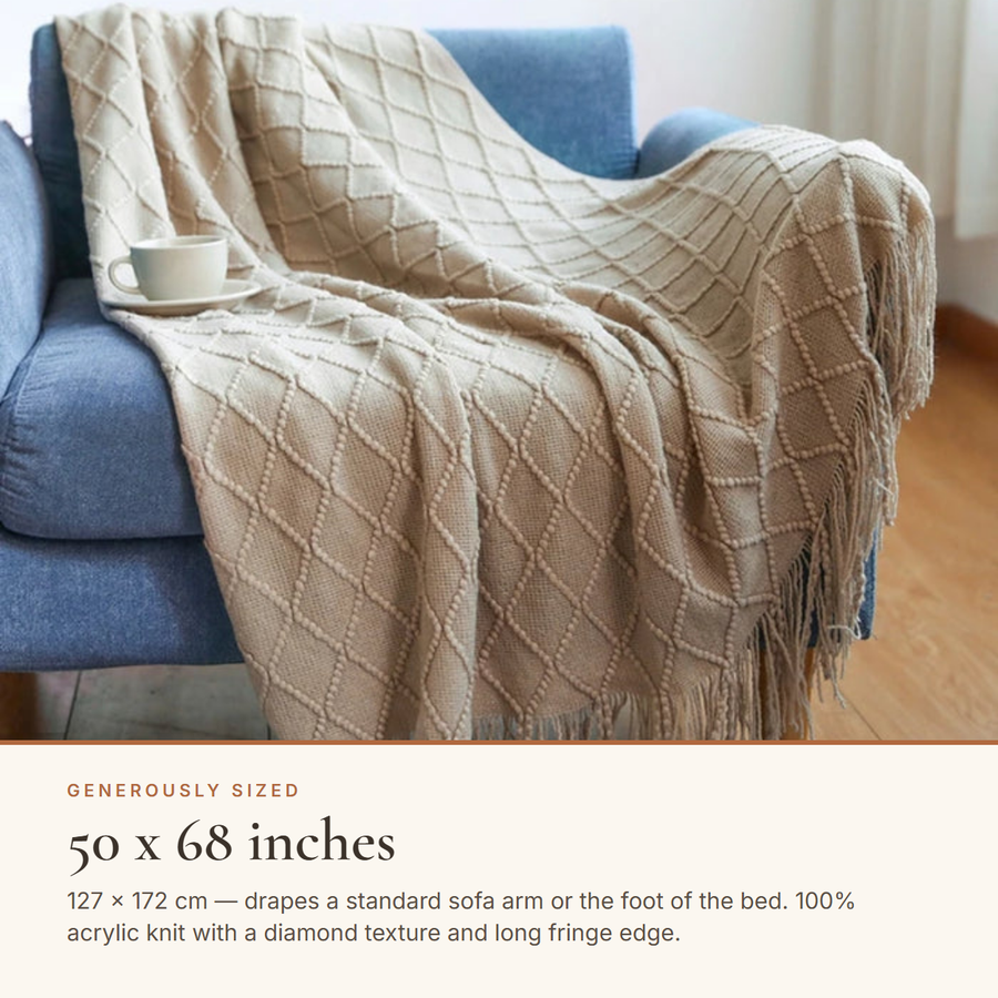 Woven Tassel Throw Blanket